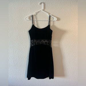 Velour Status Collection Dress with Sheer Floral Lace Waistband Detail